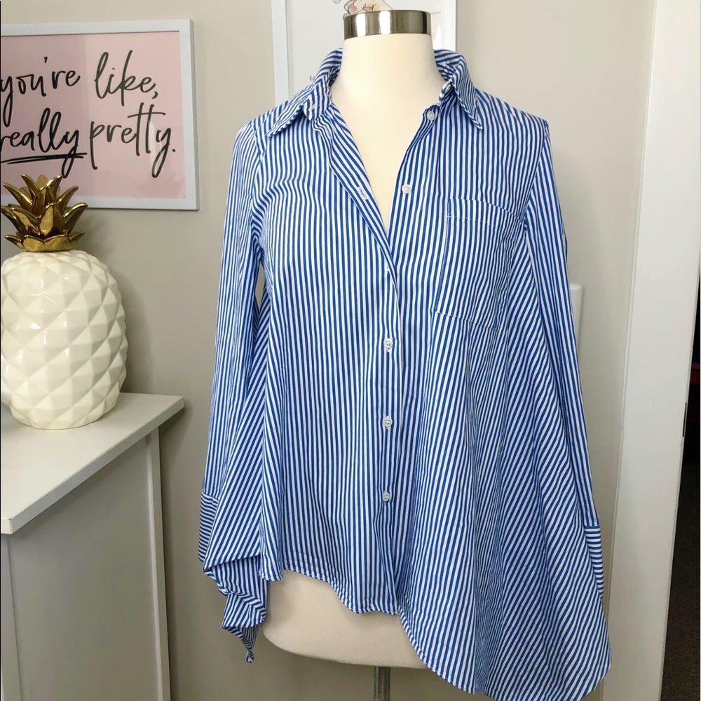 ZARA Asymmetric Striped Blouse Size Small
